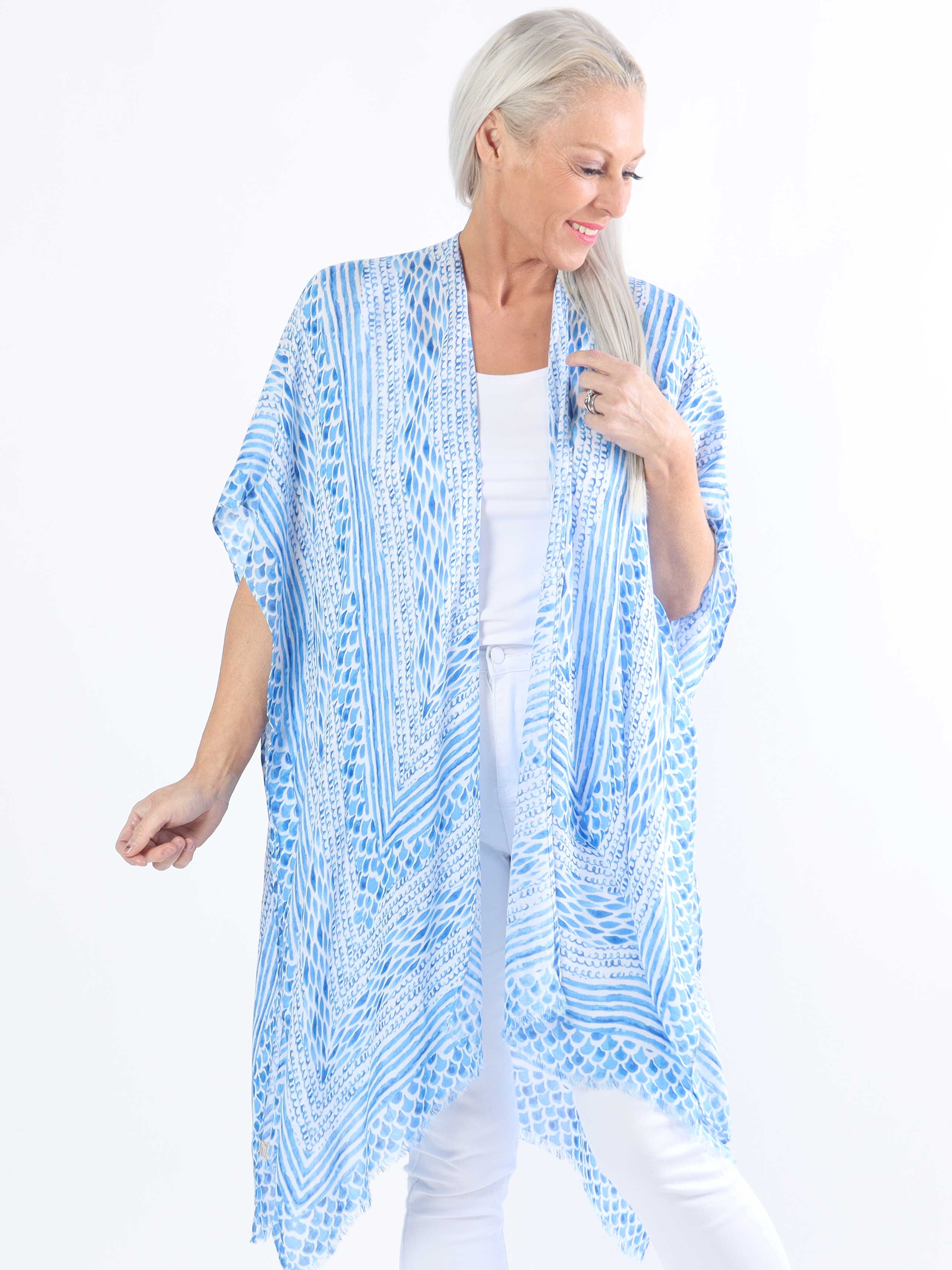 Alexandrine snake - Let og luftig plus size kimono i bomuld